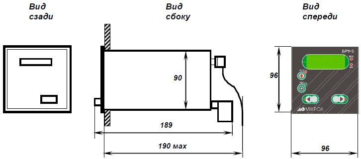 Схема габаритных размеров блока БРУ-5