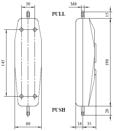 Схема габаритных размеров динамометра ДА-500
