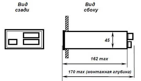 Габаритные размеры микропроцессорного индикатора ИТМ-110