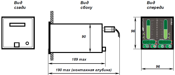 Схема габаритных размеров прибора ИТМ-20