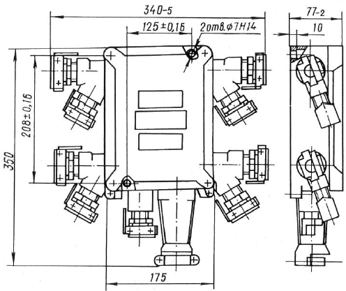 Схема габаритных размеров ящика клеммного ЯК-24514213