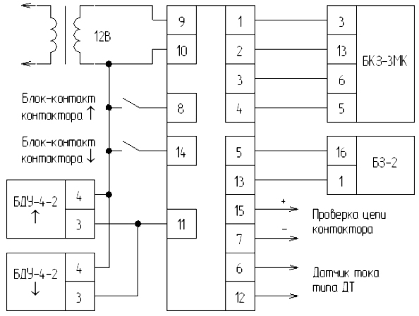 Схема подключения блока БИН2 МК Х