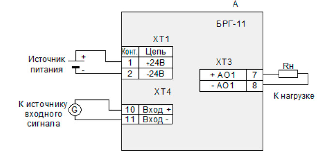 Схема электрическая подключений блока БРГ-11