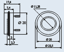 Рис.1. Схема габаритных размеров фотодиода ФД-288
